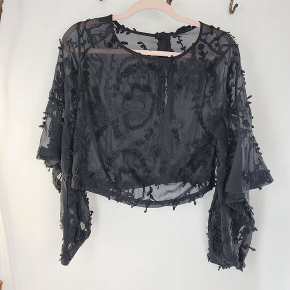 Unbranded dark romantic sheer blouse long angel sleeves - Picture 9 of 9